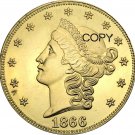 US 1866 Liberty Head Twenty Dollars Brass Copy Coins