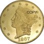 US 1867 Liberty Head Twenty Dollars Brass Copy Coins