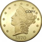US 1870 Liberty Head Twenty Dollars Brass Copy Coins
