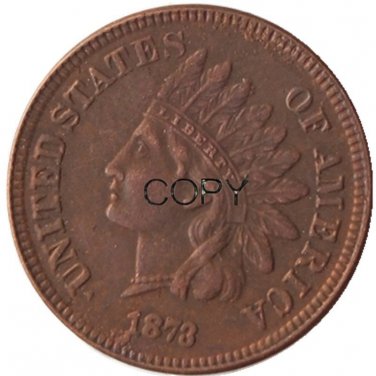 US 1873 Indian Head One Cent Copper Copy Coins