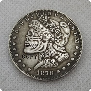 US 1878-CC Morgan Dollar Skull Hobo Nickle Copy Coin For Collection