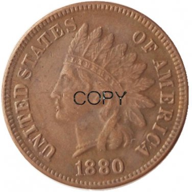 US 1880 Indian Head One Cent Copper Copy Coins