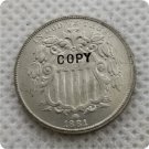 US 1881 Shield Nickel 5C Five Cent No Rays Copy Coin  For Collection