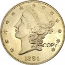 US 1884 Liberty Head Twenty Dollars Brass Copy Coins