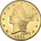 US 1891 Liberty Head Twenty Dollars Brass Copy Coins
