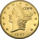 US 1897 Liberty Head Twenty Dollars Brass Copy Coins