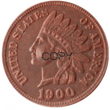 US 1900 Indian Head One Cent Copper Copy Coins