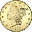 US 1903 Liberty Head Twenty Dollars Brass Copy Coins
