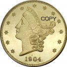 US 1904 Liberty Head Twenty Dollars Brass Copy Coins