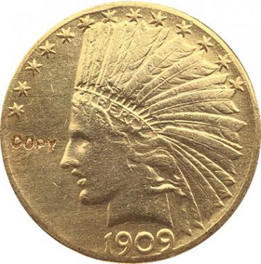 US 1909-D Indian Head Half Eagle $10 Ten Dollars Gold Copy Coin  For Collection