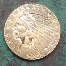 US 1910 Indian Head $2.5 Quarter Eagle Copy Coin