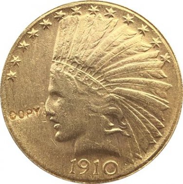 US 1910-D Indian Head Half Eagle $10 Ten Dollars Gold Copy Coin  For Collection
