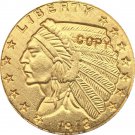 US 1912 Indian Half Eagle $5 Five Dollars Gold Copy Coin  For Collection