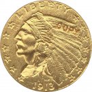 US 1913 Indian Half Eagle $5 Five Dollars Gold Copy Coin  For Collection