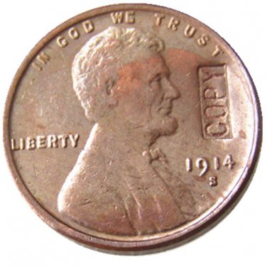 US 1914-S Lincoln Head One Cent 100% Copper Copy Coin