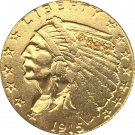 US 1915-S Indian Half Eagle $5 Five Dollars Gold Copy Coin  For Collection