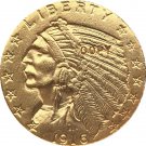 US 1916-S Indian Half Eagle $5 Five Dollars Gold Copy Coin  For Collection