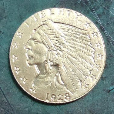 US 1928 Indian Head $2.5 Quarter Eagle Gold Copy Coin