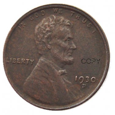US 1930-D Lincoln Head One Cent Penny Copy Coin