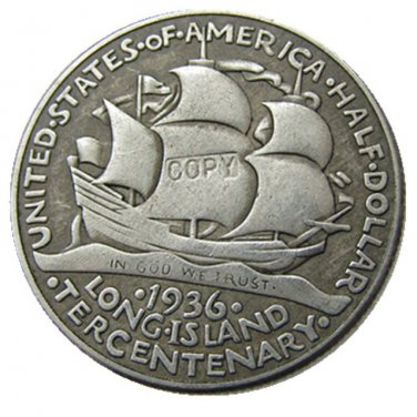 US 1936 Long Island Silver Half Dollar Commemorative Silver Plated Copy Coins  For Collection