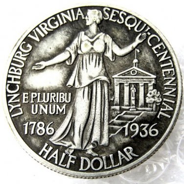 US 1936 Lynchburg Silver Commem Half Dollar Rare Circulated Copy Coins  For Collection