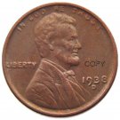 US 1938-D Lincoln Head One Cent Penny Copy Coin