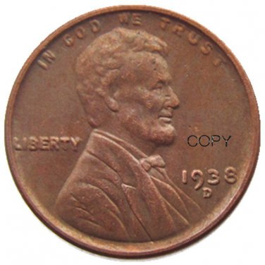 US 1938-D Lincoln Head One Cent Penny Copy Coin