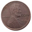 US 1951 Lincoln Head One Cent Penny Copy Coin