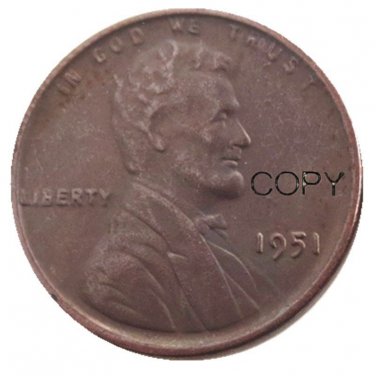 US 1951 Lincoln Head One Cent Penny Copy Coin