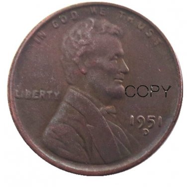US 1951-D Lincoln Head One Cent Penny Copy Coin