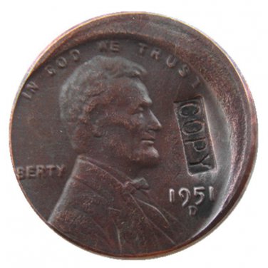 US 1951-D Lincoln One Cent Off-Center Error 100% Copper Copy Coin