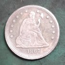 US Coin 1867 Seated Liberty Quarter Dollar Copy Coin