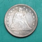 US Coin 1871 Seated Liberty Quarter Dollar Copy Coin