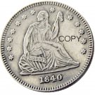 USA 1840 Seated Liberty Quarter Dollars 25 Cent Copy Coin