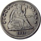 USA 1841 Seated Liberty Quarter Dollars 25 Cent Copy Coin