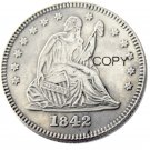 USA 1842 Seated Liberty Quarter Dollars 25 Cent Copy Coin