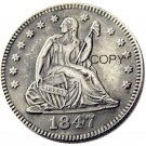 USA 1847 Seated Liberty Quarter Dollars 25 Cent Copy Coin