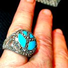 Exquisitely Beautiful Blue and Silver Peace Ring