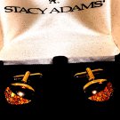 NIB~Vintage Stacy Adams gold and rhinestone cufflink set