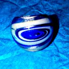 Gorgeous vintage blue white and silver size 7 glass ring