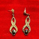 Silver marcasite black onyx earrings