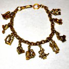 RARE Coro 10 COMMANDMENTS BRACELET 1950s~Strong Sturdy Bracelet~Gold~7.5in