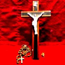 Very old antique cross and rosary along with a sweet gold Angel pin