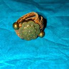 Gorgeous vintage brass and leather size 7 ring