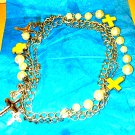 Gorgeous~chain and Pearl multicross vintage necklace