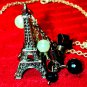Beautiful Vtg. Silver/Black Eiffel Tower Necklace