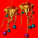 Gorgeous vintage beaded elephant earrings