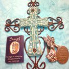 Beautiful handcrafted ceramic and iron Cross~Angel visor clip~Angel stone