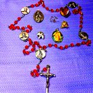 Exquisitely Beautiful Red and Silver Pope Rosary