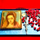 Gorgeous red rosary / with Pope